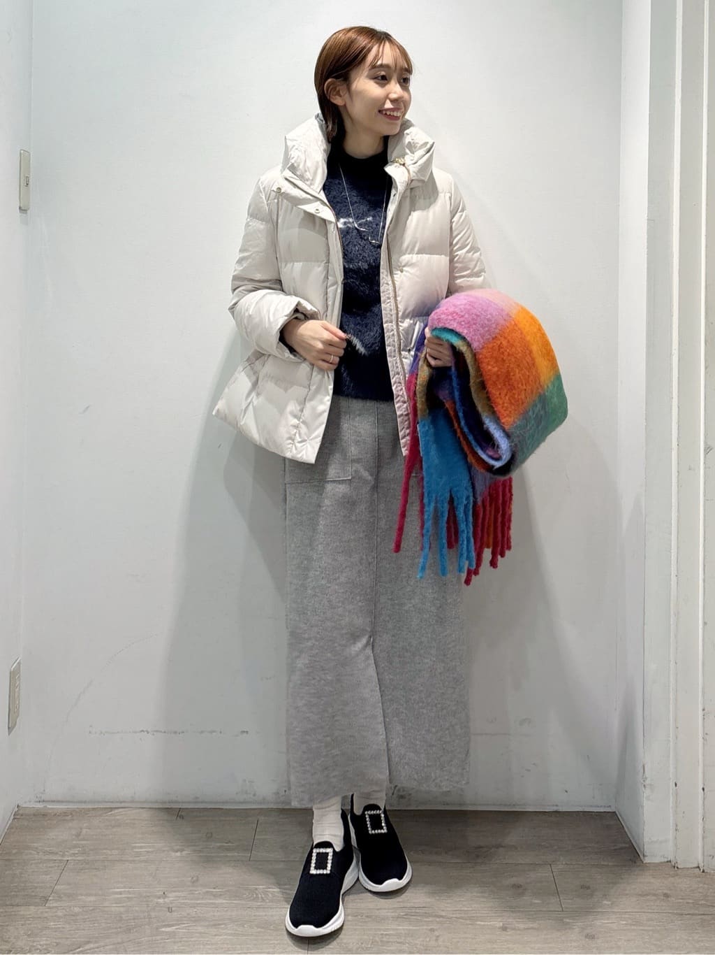 ぶまりんさんの「OPAQUE.CLIP｜アート柄シャギーニット【洗濯機OK】」を使ったコーディネート