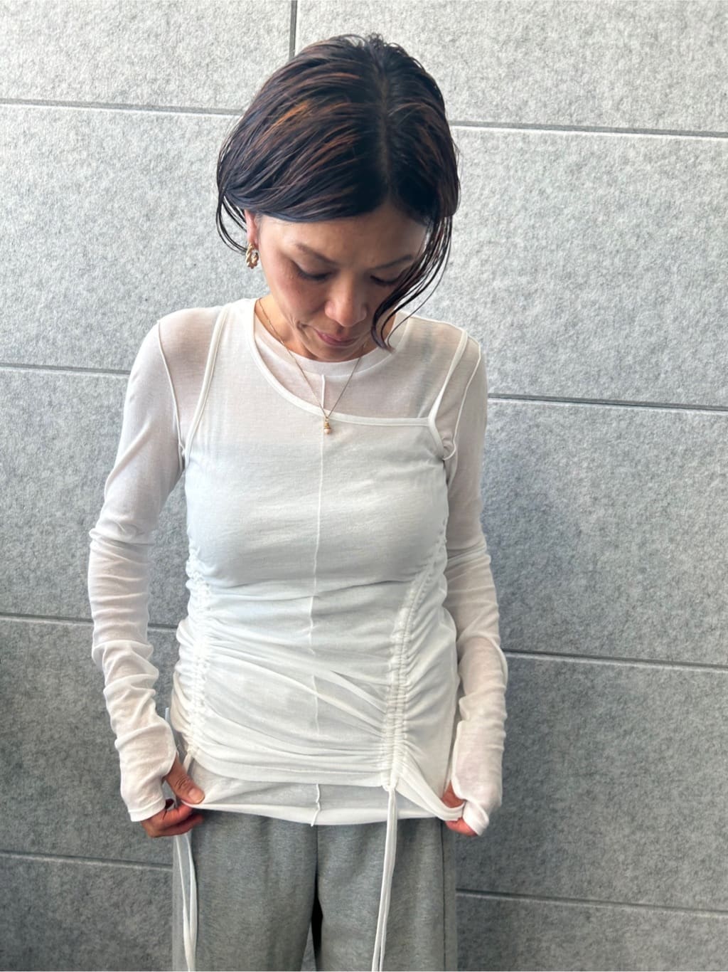 yukoさんの「CODE A｜asymmetry gather tank」を使ったコーディネート