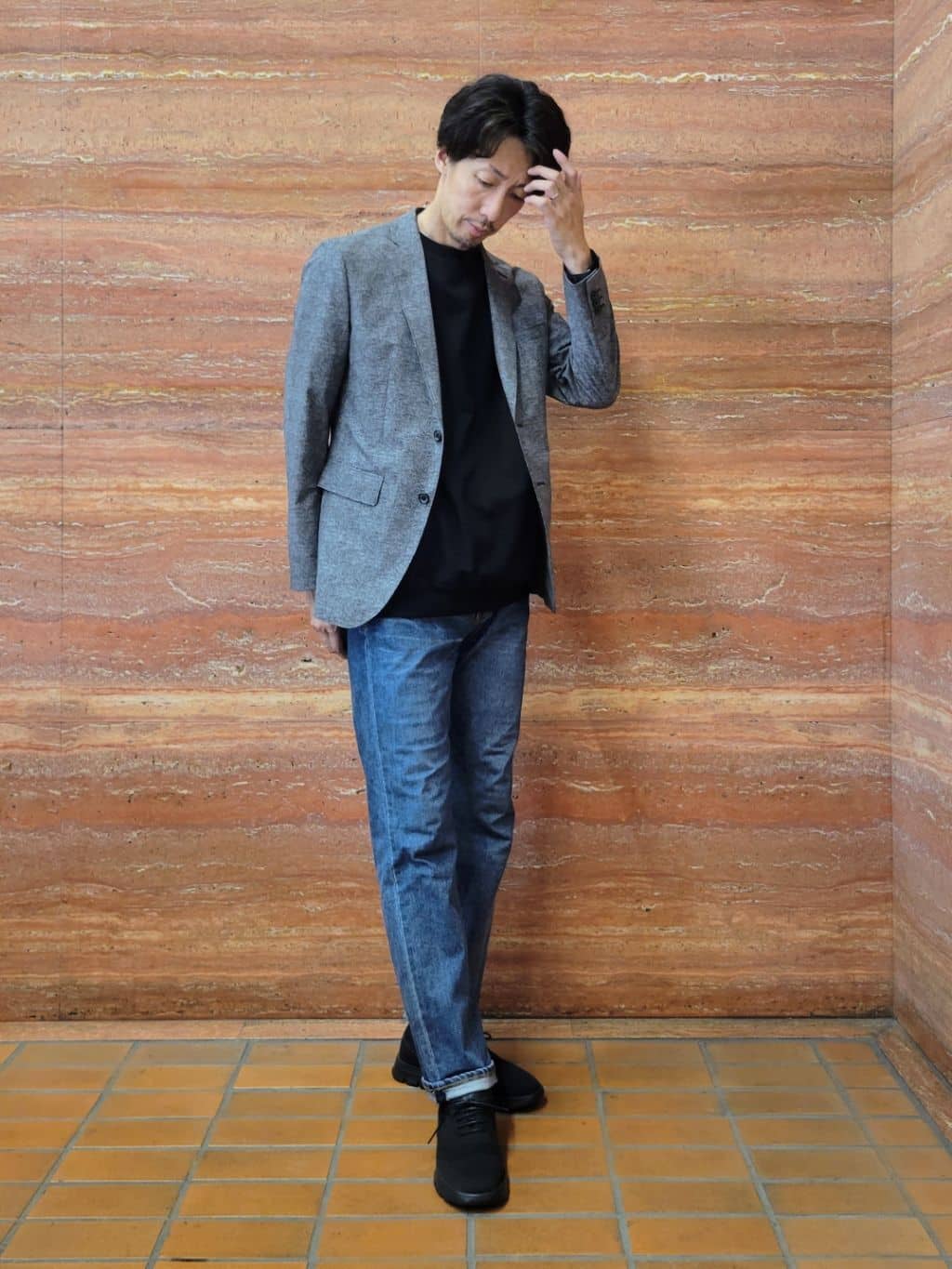 piroyaさんの「TAKEO KIKUCHI｜【抗菌防臭】COOL DOTS（R）ドビープリント ジャケット」を使ったコーディネート