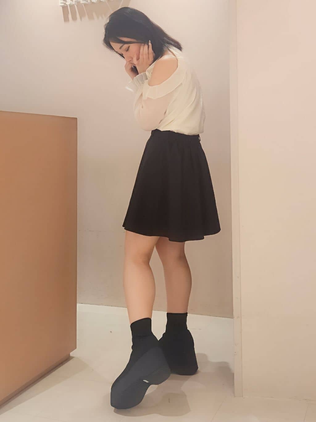 紫桜-shion-さんの「ESPERANZA｜厚底ニットショートブーツ」を使ったコーディネート