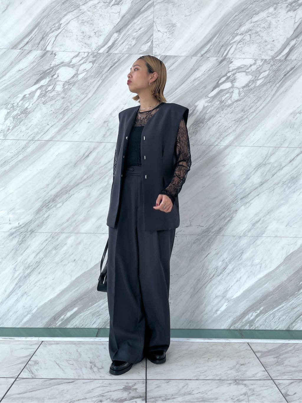 Harukaさんの「INDIVI｜【セットアップ対応】ウーステッドライクジレジャケット」を使ったコーディネート