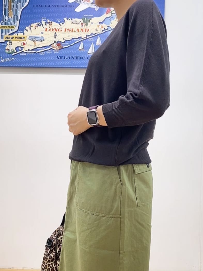 Hamaさんの「Dessin｜【洗える】後ろボタンニットプルオーバー七分袖」を使ったコーディネート