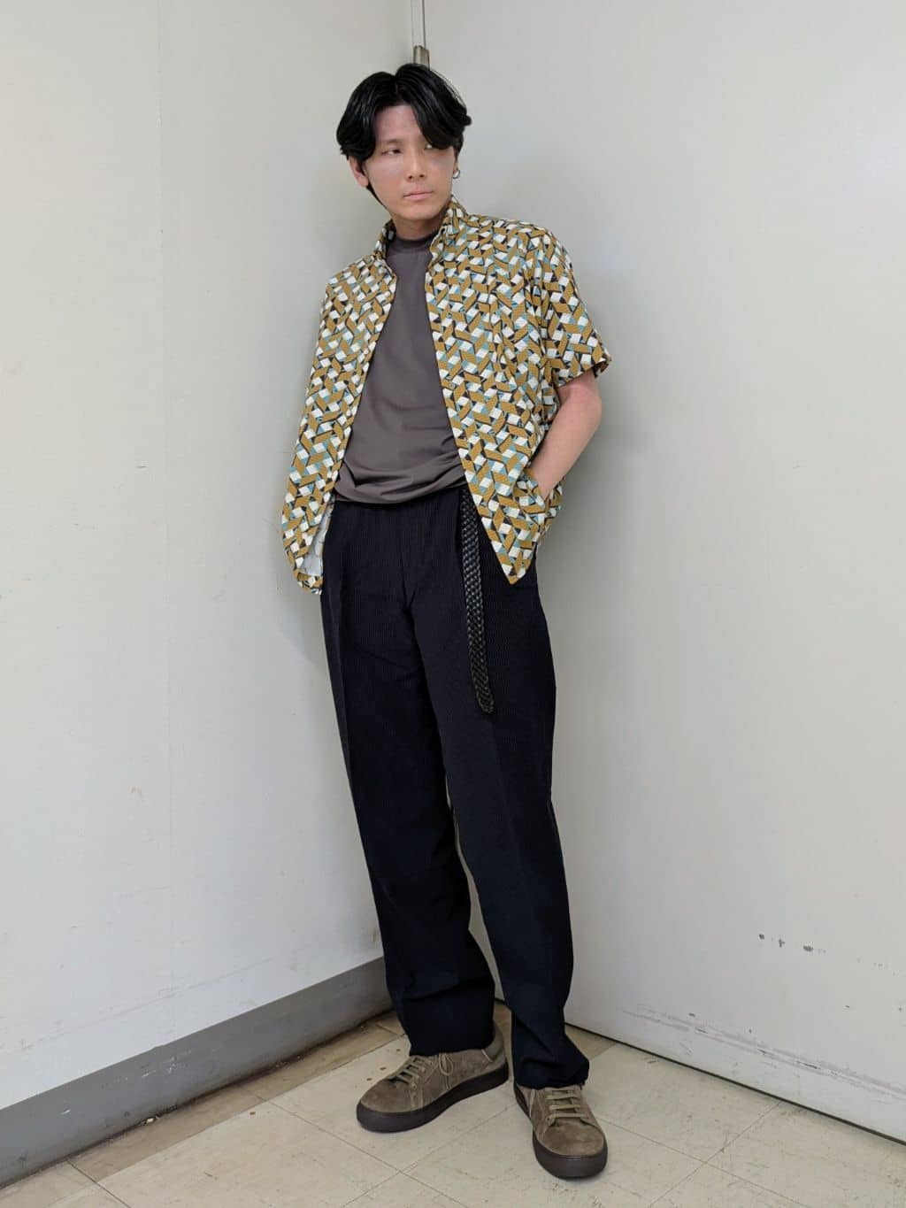 ryoさんの「TAKEO KIKUCHI｜【COOL CITY WEAR】籠目アート柄 サッカーシャツ /通気性」を使ったコーディネート