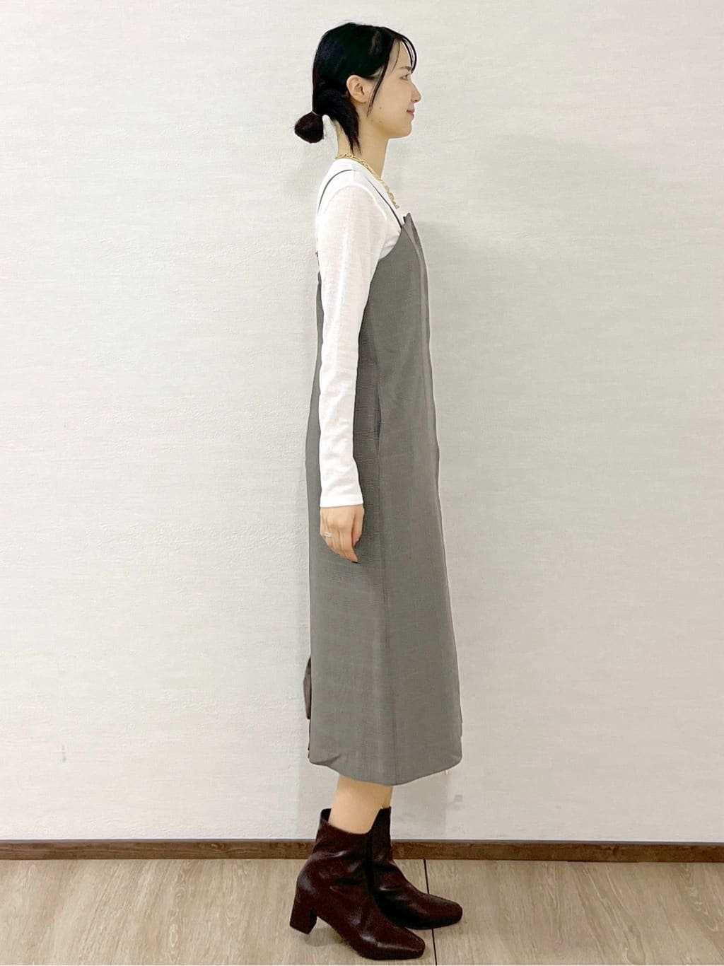 sachikoさんの「OPAQUE.CLIP｜グレンチェックキャミワンピース／セットアップ対応可【洗濯機OK】」を使ったコーディネート