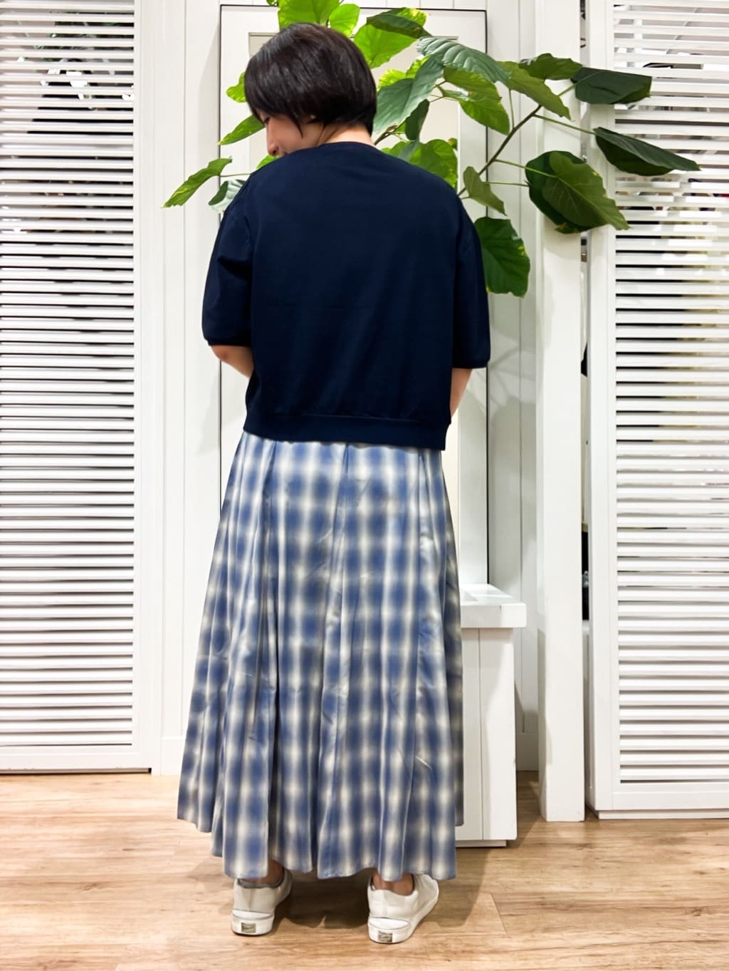 Nahoさんの「Dessin｜【ウエストゴム・洗える】オンブレーチェック柄スカート」を使ったコーディネート