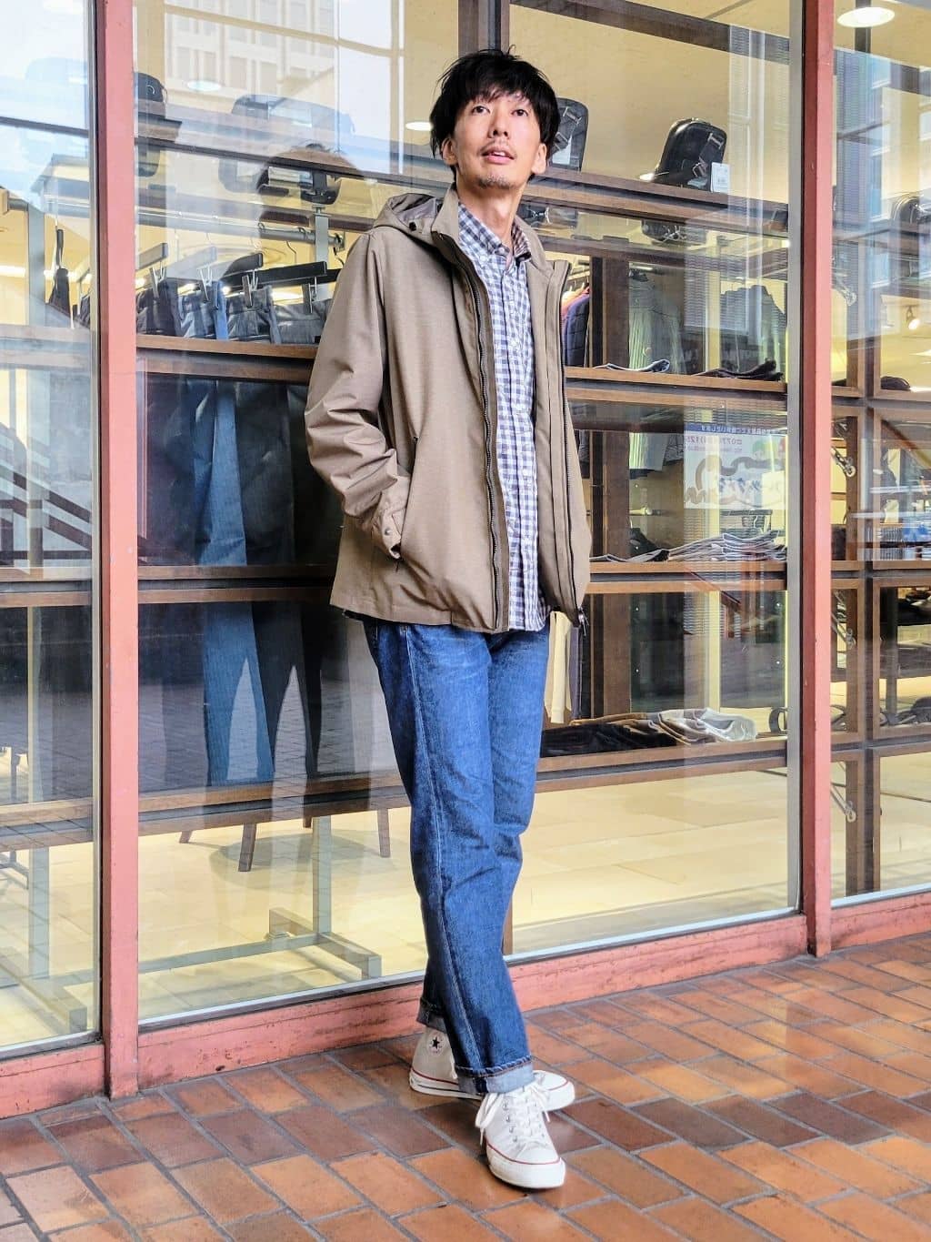 piroyaさんの「TAKEO KIKUCHI｜チェックボーラーガーゼシャツ」を使ったコーディネート