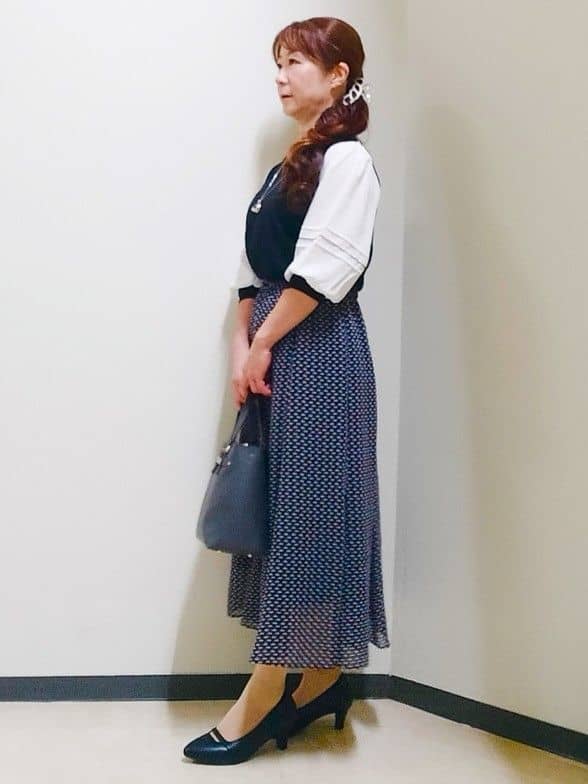 花さんの「Reflect｜【WEB先行カラーあり／手洗い可】ジョーゼットスリーブ&times;ニット」を使ったコーディネート
