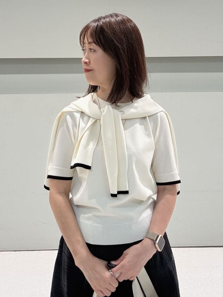 makiさんの「UNTITLED｜【アンサンブル可/薄手/洗える】5分袖クルーニット」を使ったコーディネート