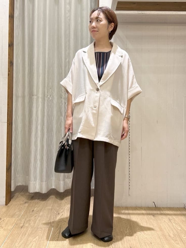 ga_riさんの「THE SHOP TK｜ドルマン半袖ジャケット【洗える】」を使ったコーディネート
