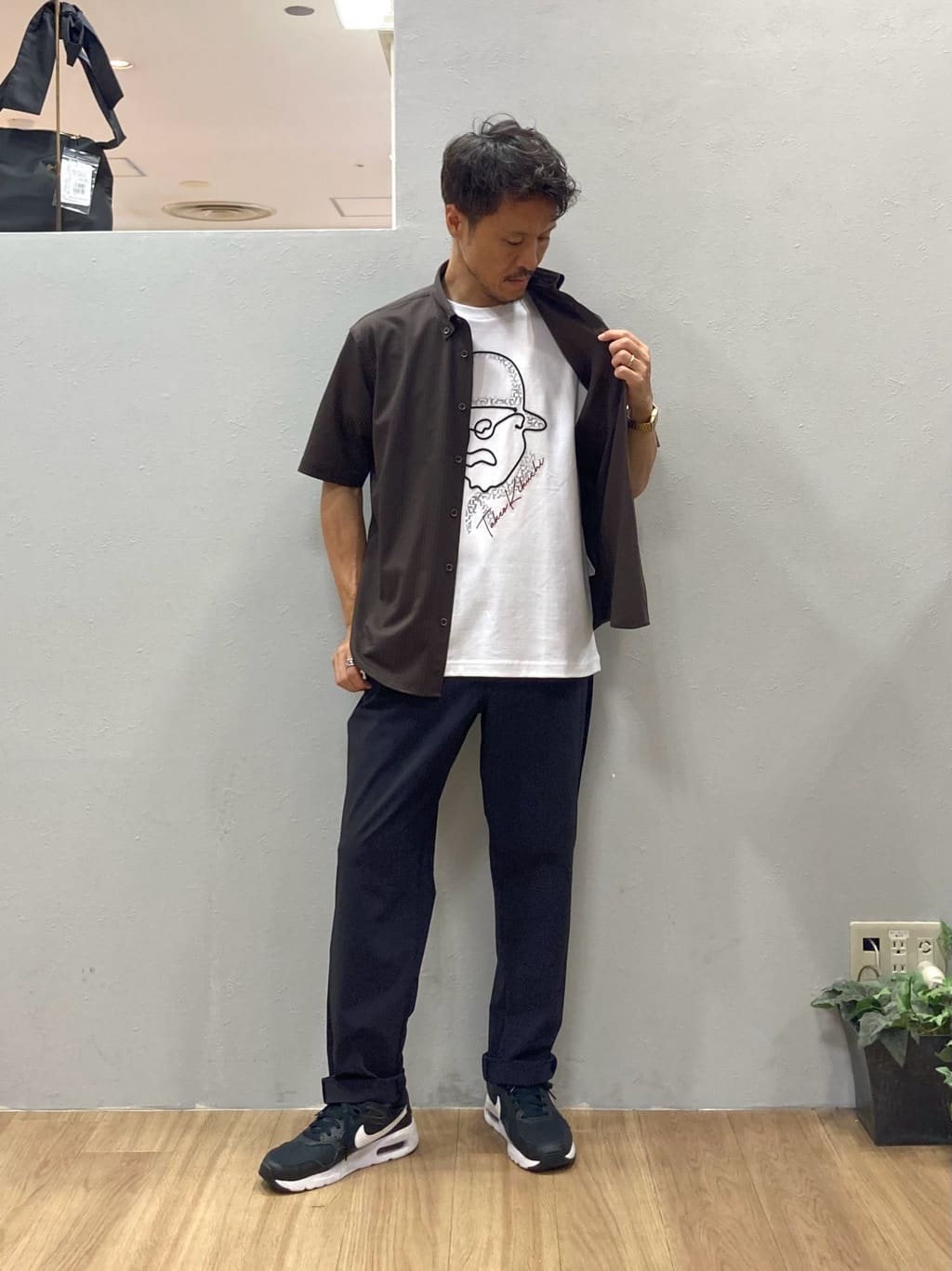 シュンさんの「TAKEO KIKUCHI｜【COOL CITY WEAR】ストライプジャージ ボタンダウンシャツ /接触冷感」を使ったコーディネート