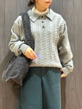 meiさんの「SHOO･LA･RUE｜【洗濯機可】美脚見え あったか圧縮ニット ガウチョパンツ」を使ったコーディネート
