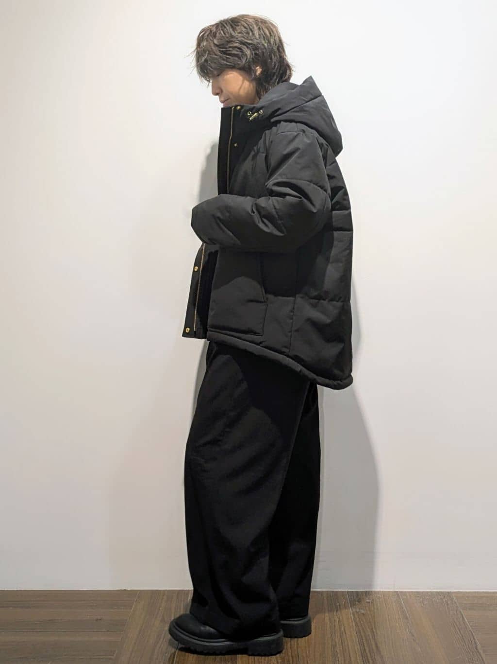 4410さんの「THE SHOP TK｜【すっきり見えシルエット】上品ふわもこ中綿ブルゾン」を使ったコーディネート