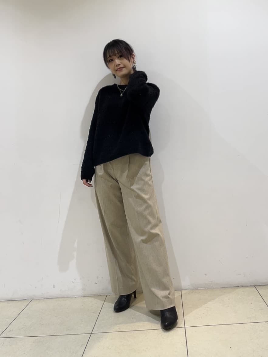 watanabeさんの「UNTITLED｜【ツイード調/コンパクト丈】ブークレーボートネックニット」を使ったコーディネート