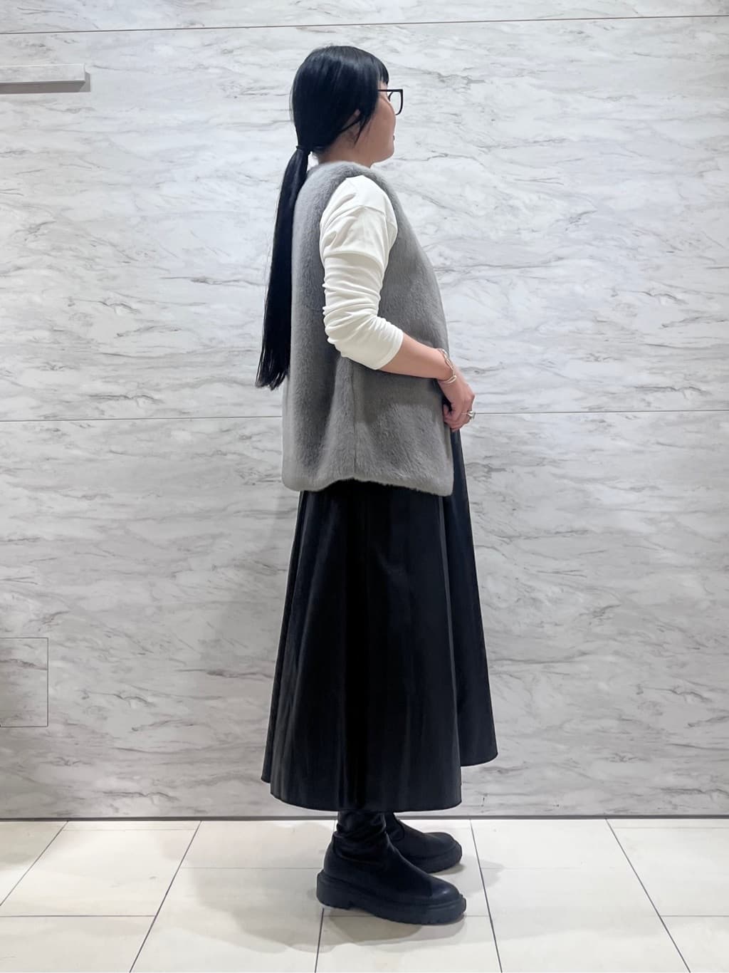 hasuさんの「INDIVI｜ミンク調フェイクファージレ」を使ったコーディネート