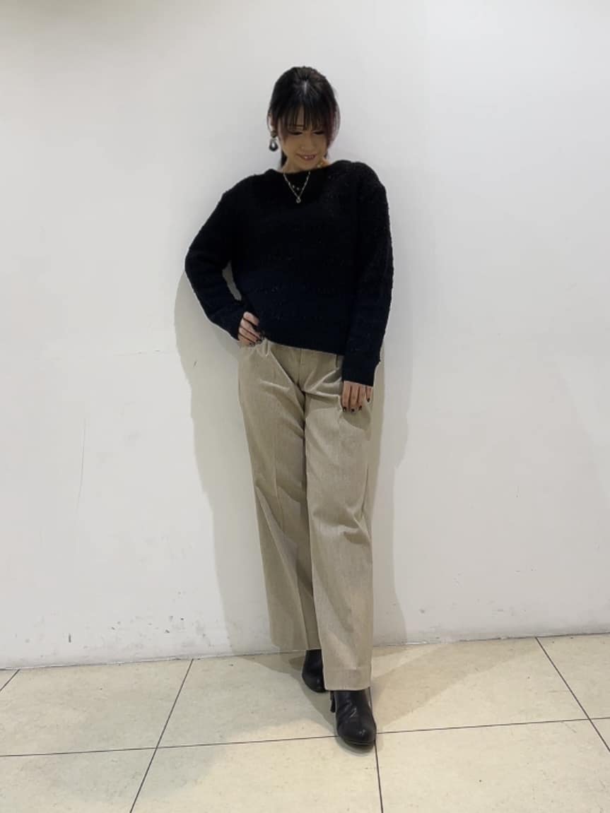 watanabeさんの「UNTITLED｜【ツイード調/コンパクト丈】ブークレーボートネックニット」を使ったコーディネート