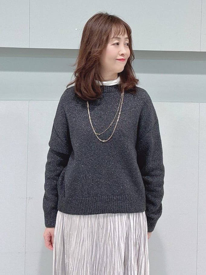 makiさんの「UNTITLED｜【セットアップ可/ゆったり】ウール混ラメニット」を使ったコーディネート