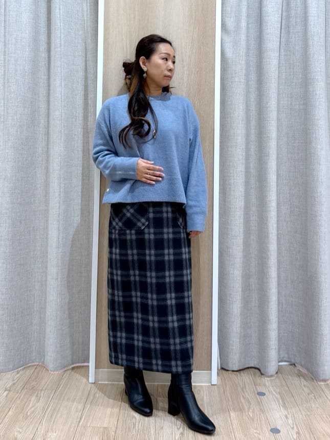 sachiさんの「grove｜【洗える】レイヤードにもおすすめ！サイド釦ニット」を使ったコーディネート