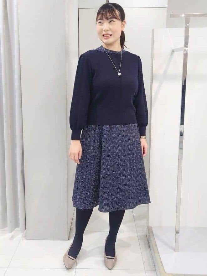 AZUSAさんの「Reflect｜【きちんと見え／通勤／セレモニーにおすすめ◎】ドット&times;ダイヤ柄ワンピース」を使ったコーディネート