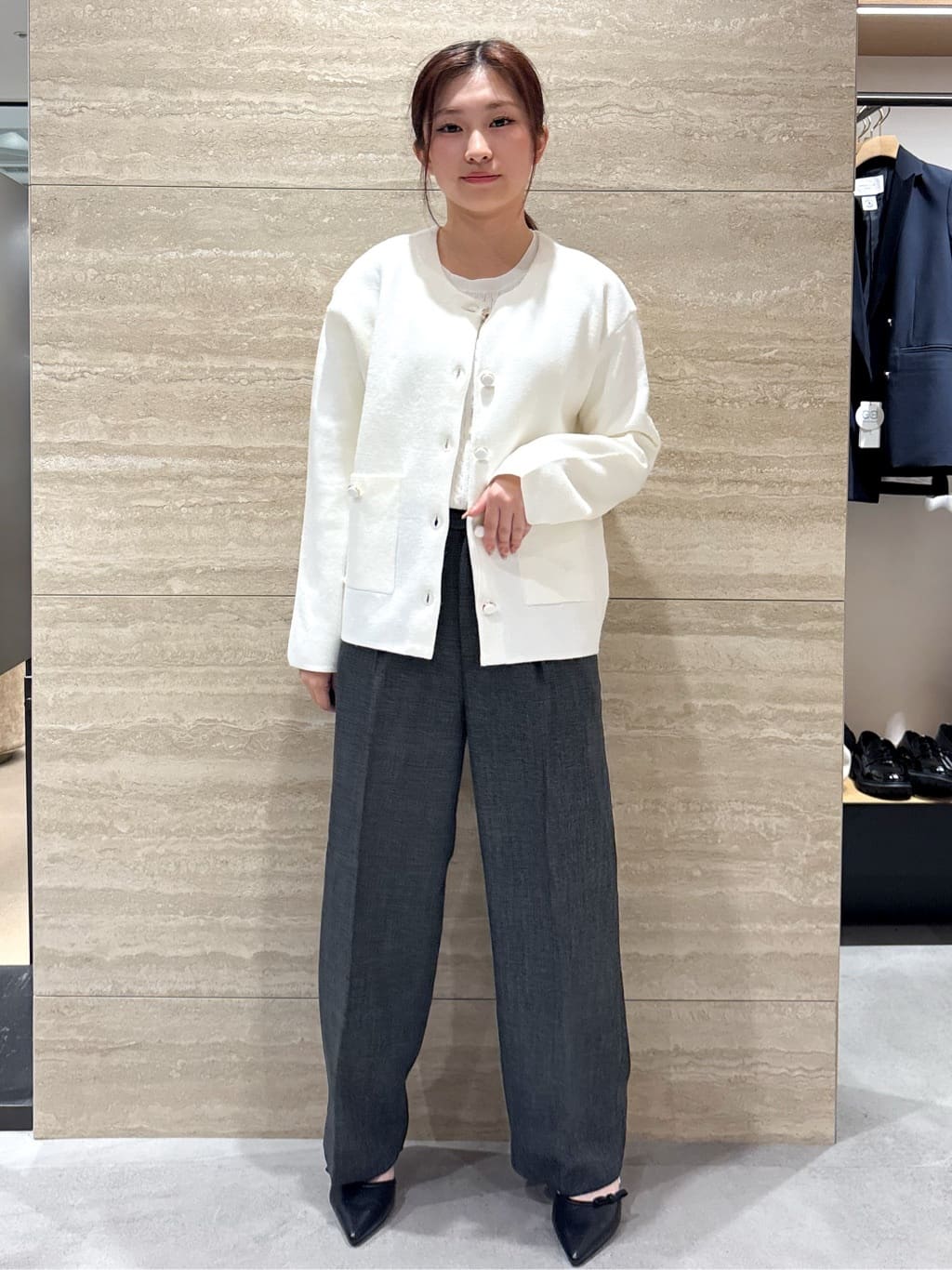 ふうかさんの「index｜ベルト付き2タックワイドパンツ【洗濯機OK／ストレッチ／防シワ／イージーアイロン】」を使ったコーディネート