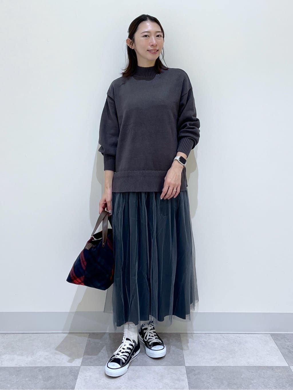canaさんの「Dessin｜【洗える】ニットチュールドッキングワンピース」を使ったコーディネート