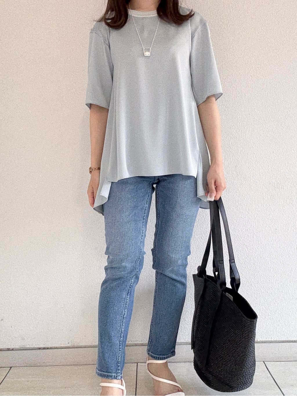 kahoさんの「INDIVI｜【バックシャン】デザインTブラウス」を使ったコーディネート
