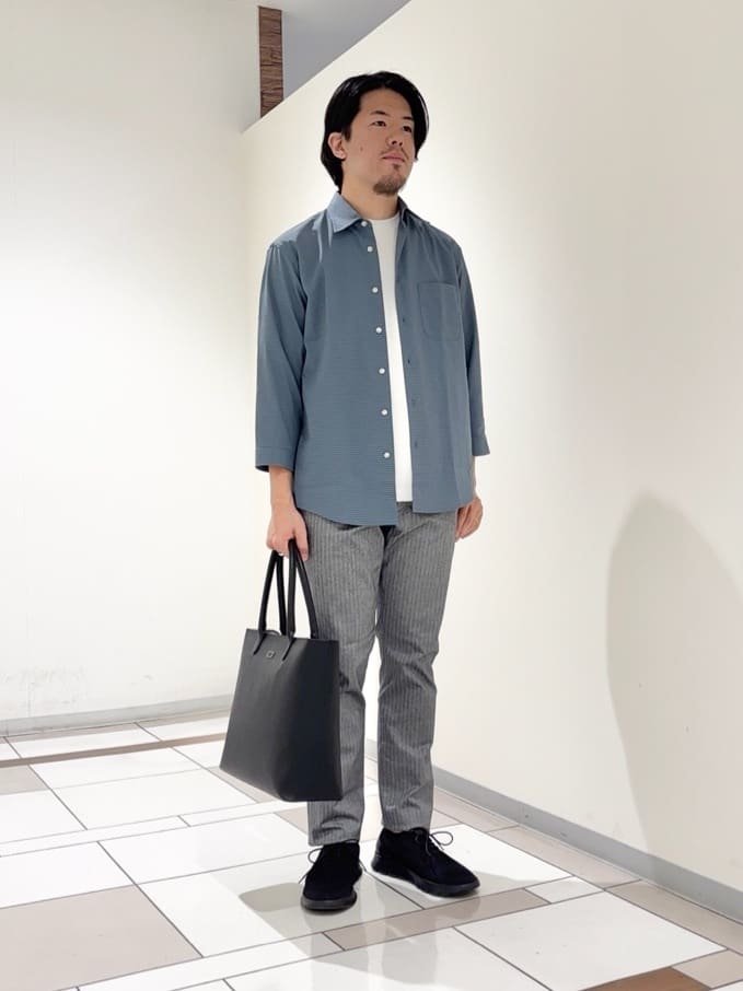及川さんの「TAKEO KIKUCHI｜【COOL CITY WEAR】DotAir（R）サッカー シャツ」を使ったコーディネート