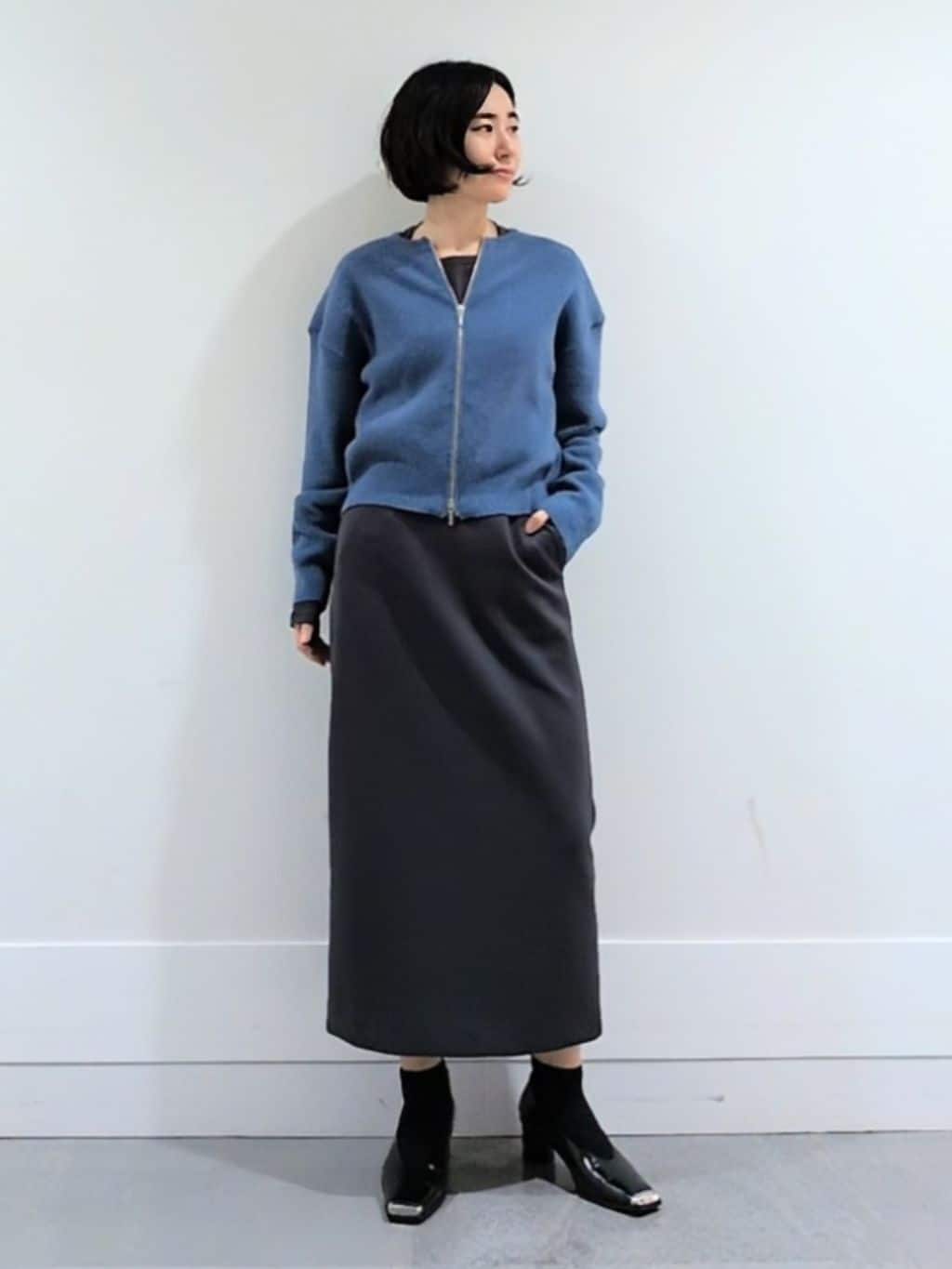 ミズタさんの「UNTITLED｜【ゆったりサイズ／着丈短め】ジップニットカーディガン」を使ったコーディネート