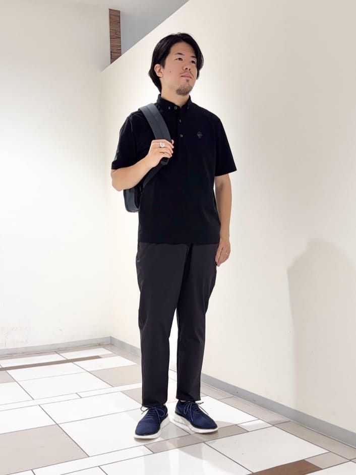 及川さんの「TAKEO KIKUCHI｜【COOL CITY WEAR】エアートール ポロシャツ /接触冷感・通気性」を使ったコーディネート