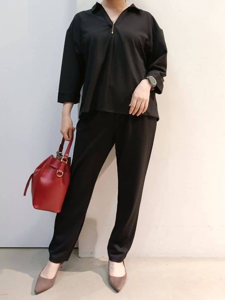 あんさんの「THE SHOP TK｜【着るだけでコーディネートが決まる】スキッパーブラウス&パンツセット」を使ったコーディネート