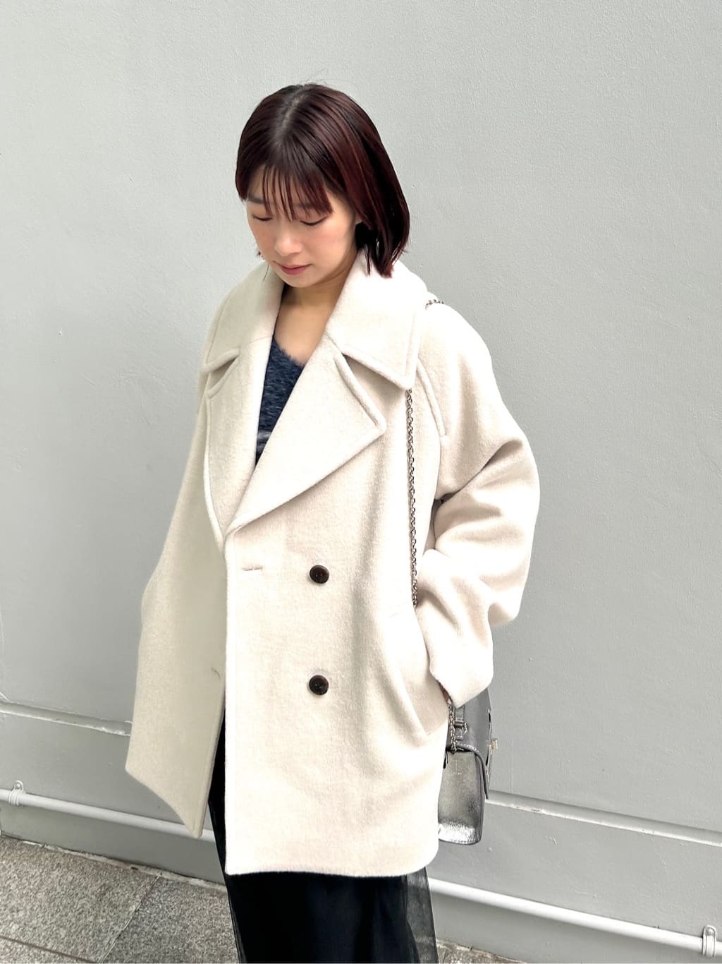 RINAさんの「OPAQUE.CLIP｜カシミヤブレンドウールミドルピーコート」を使ったコーディネート