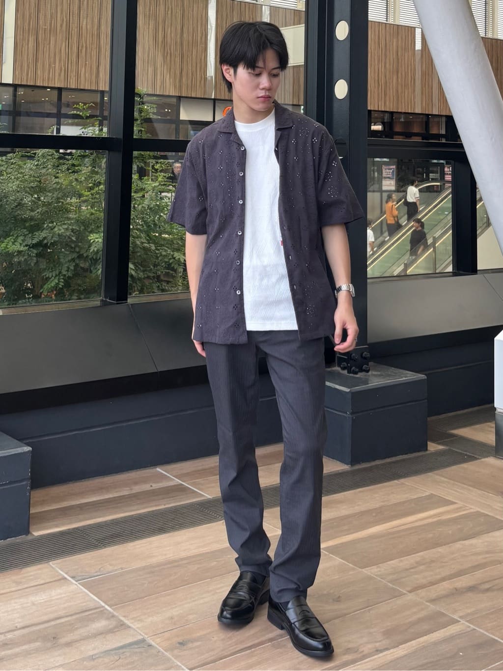 うらしーさんの「THE SHOP TK｜パターンジャカード半袖Tシャツ【洗濯機OK】」を使ったコーディネート