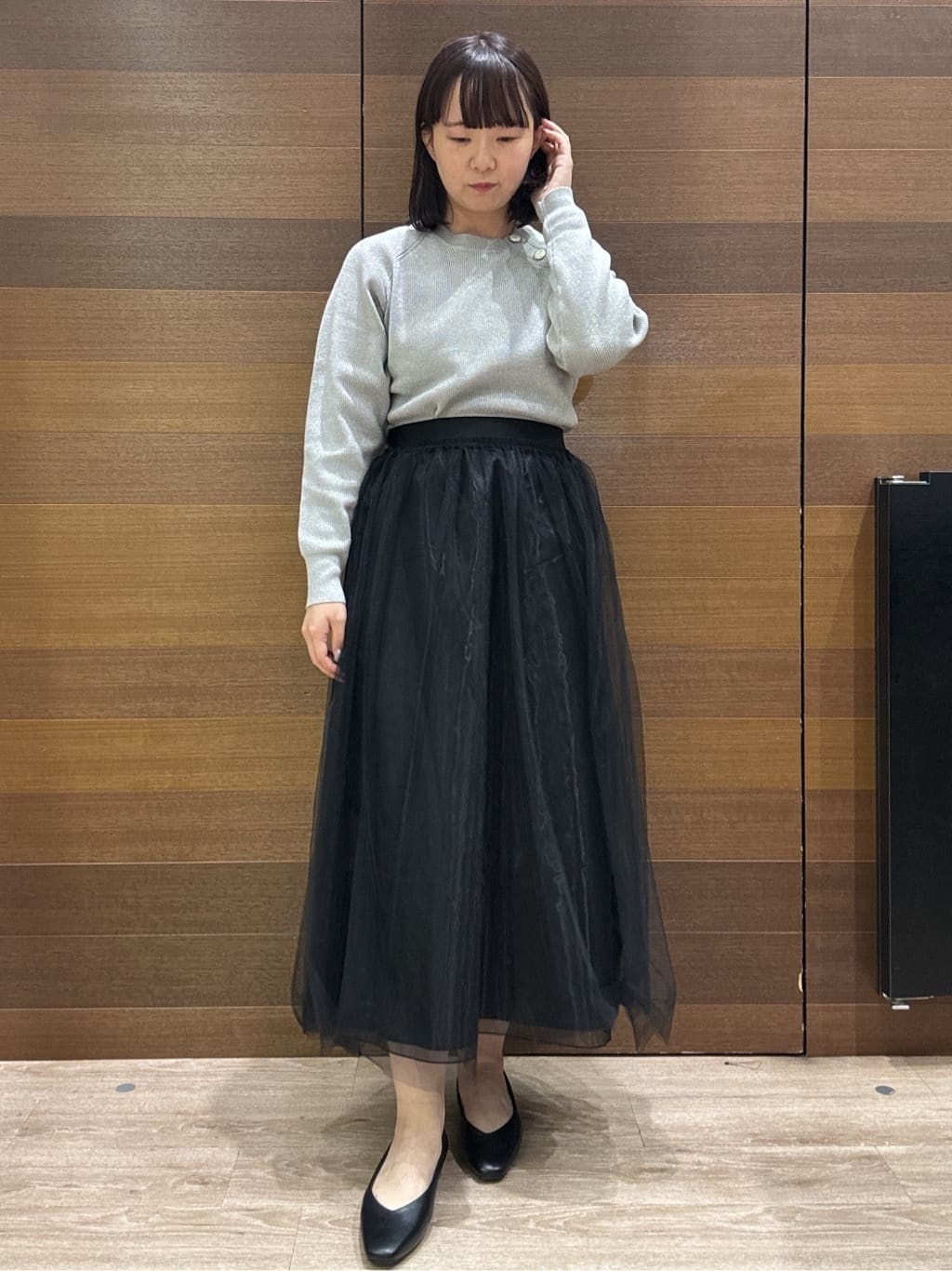 yumeさんの「OPAQUE.CLIP｜ボタンデザインラメニット【洗濯機OK】」を使ったコーディネート