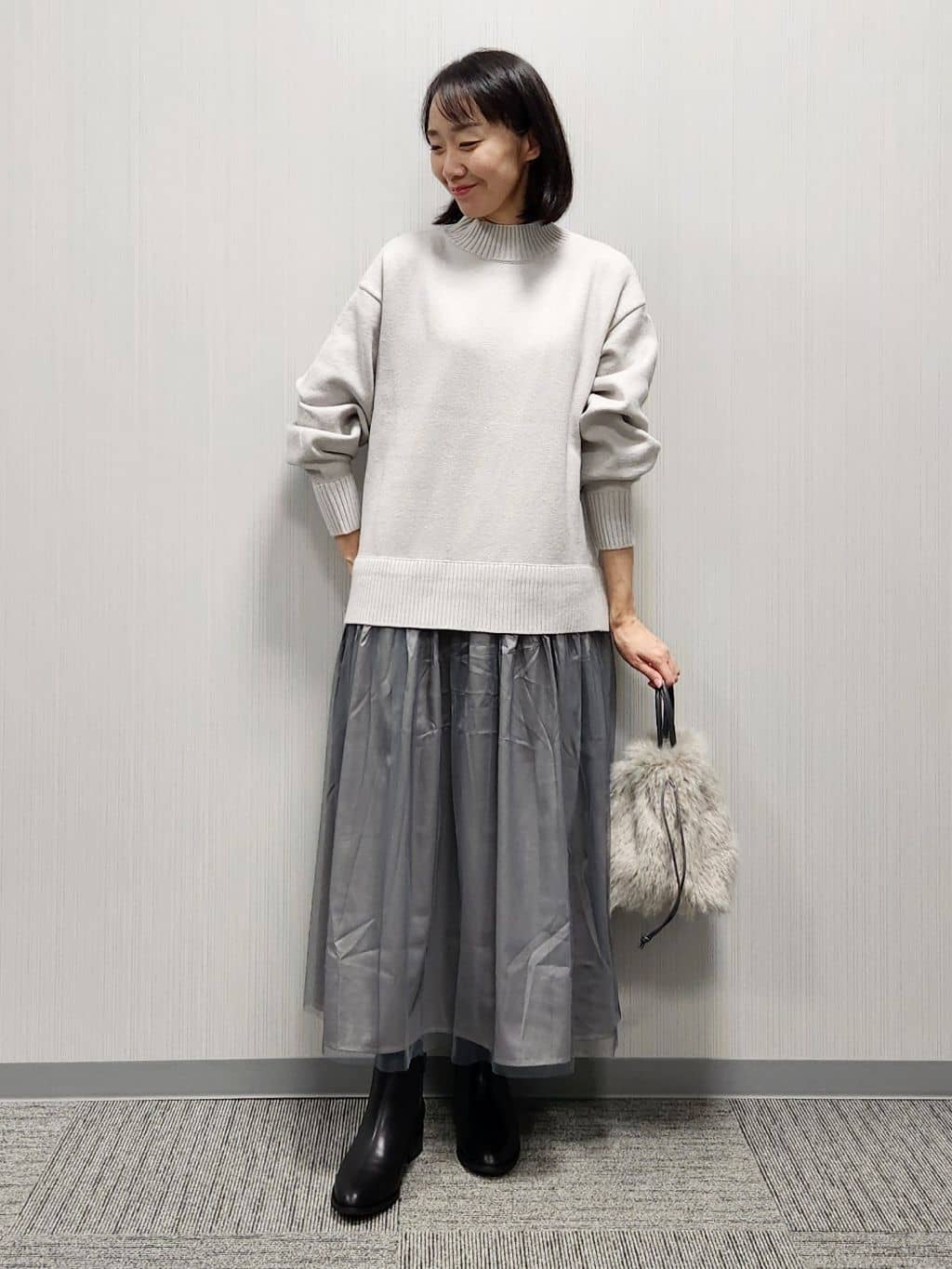 naraさんの「Dessin｜【洗える】ニットチュールドッキングワンピース」を使ったコーディネート