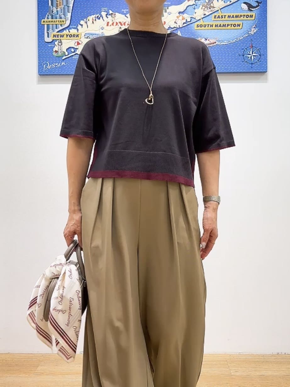 Yasucoさんの「Dessin｜【洗える】バイカラーショート丈ニット」を使ったコーディネート