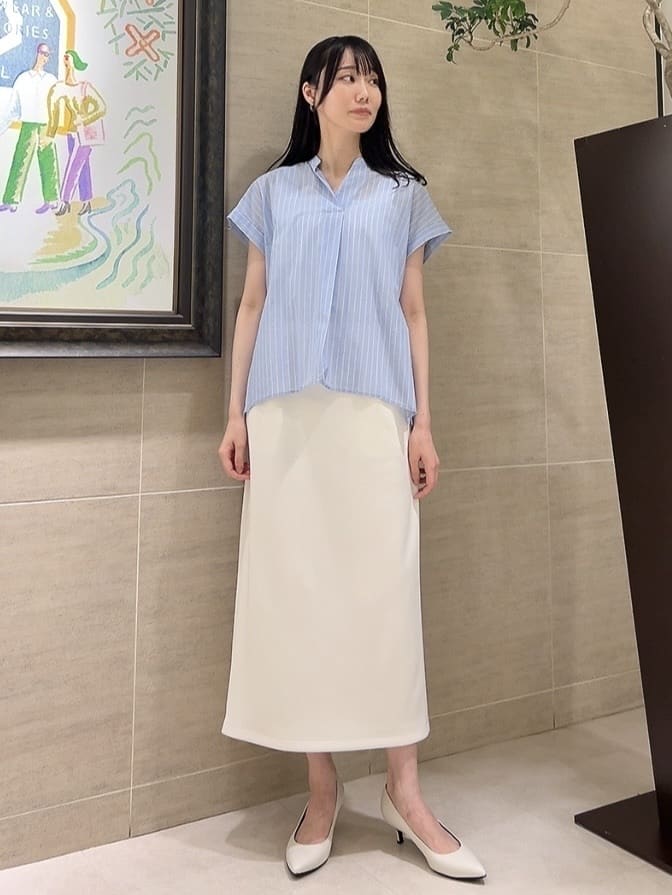 sechiさんの「UNTITLED｜【洗える/スキッパー】フレンチスリーブシアーブラウス」を使ったコーディネート