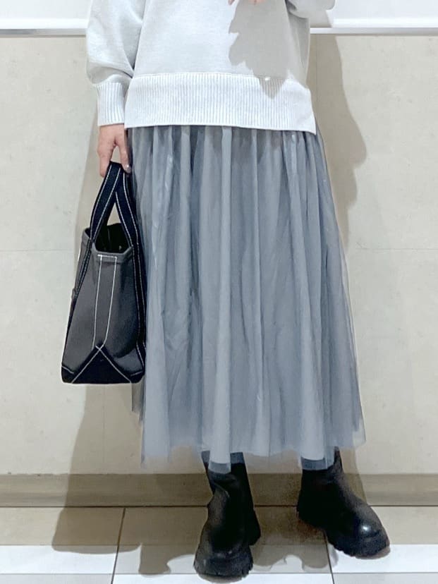 eriko さんの「Dessin｜【洗える】ニットチュールドッキングワンピース」を使ったコーディネート