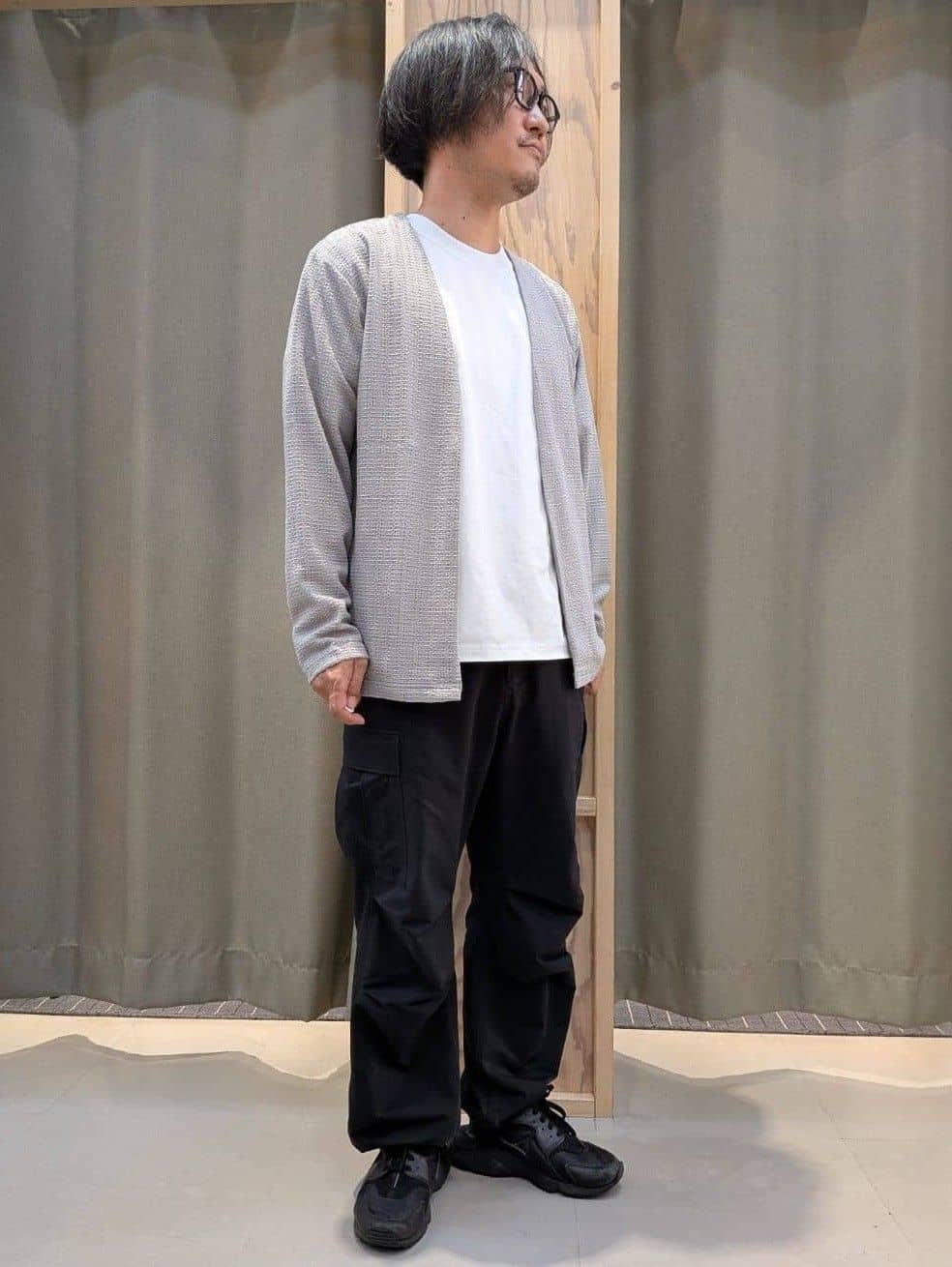 okcさんの「THE SHOP TK｜【セットでお買い得！！】長袖カーディガン＋半袖Tシャツ　洗濯機OK/吸水速乾(Tシャツのみ)」を使ったコーディネート
