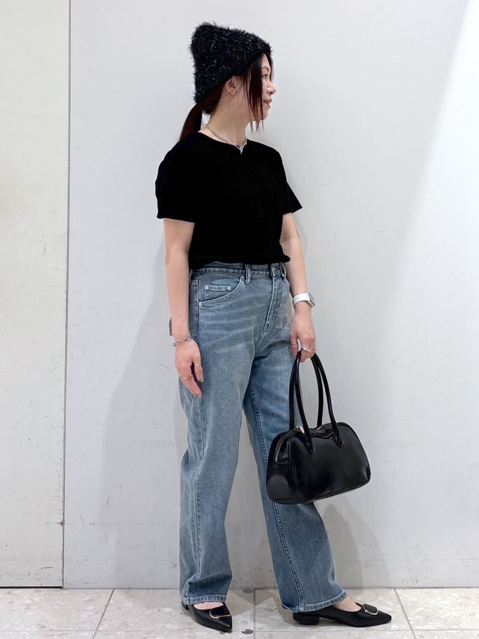 mameさんの「OPAQUE.CLIP｜フロッキーチュールTシャツ【洗濯機洗い可】」を使ったコーディネート