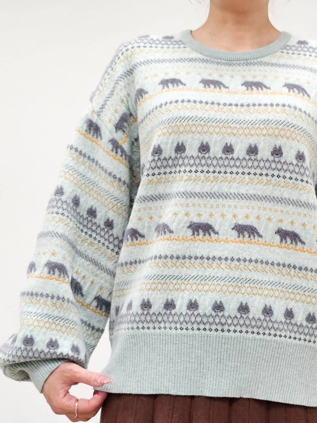 ゆゆさんの「SHOO･LA･RUE｜【旭山動物園応援商品】ノルディック柄 モールニット」を使ったコーディネート