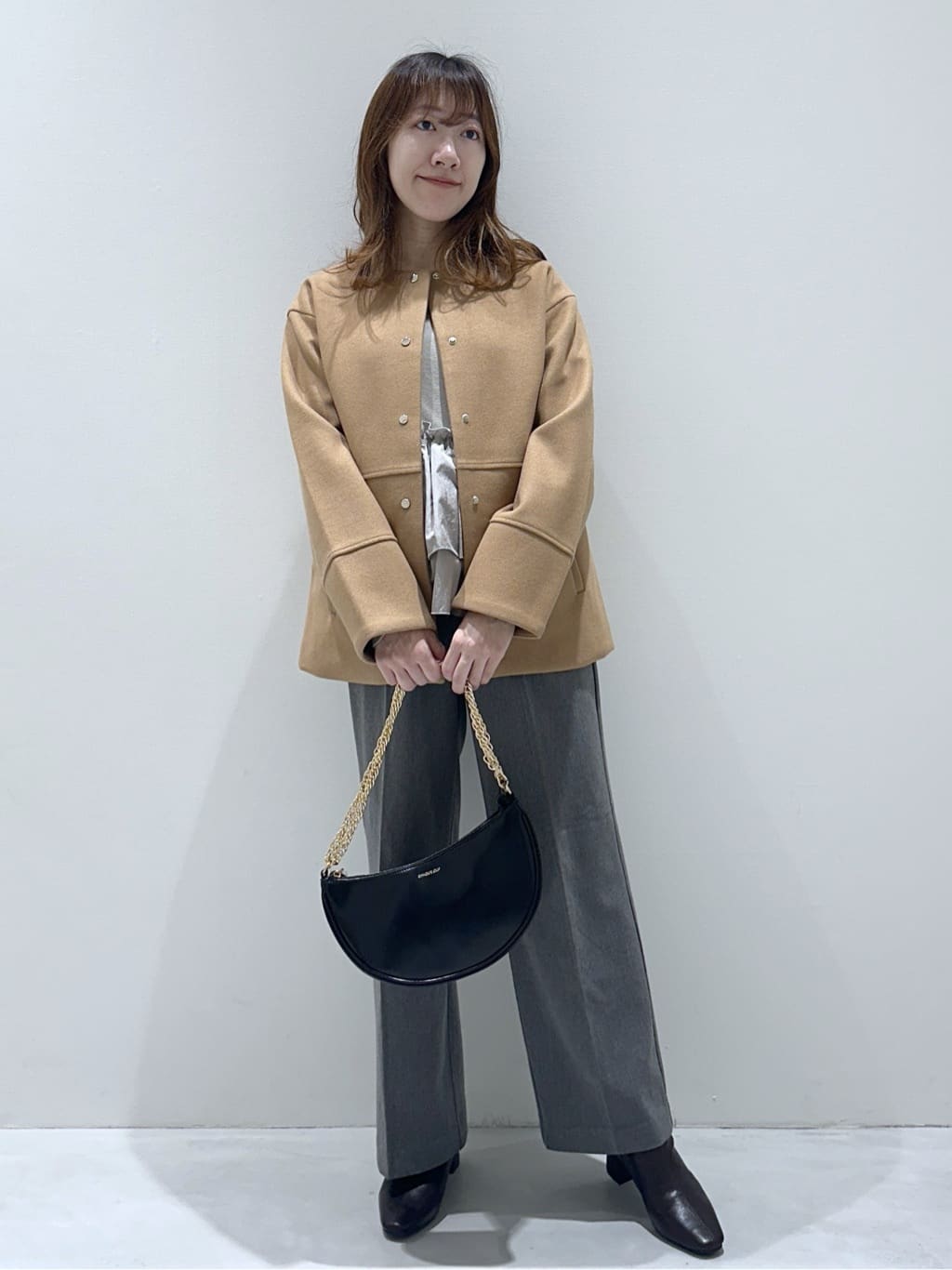 yukaさんの「OPAQUE.CLIP｜ウールライクメルトンノーカラーコート【洗濯機洗い可】」を使ったコーディネート