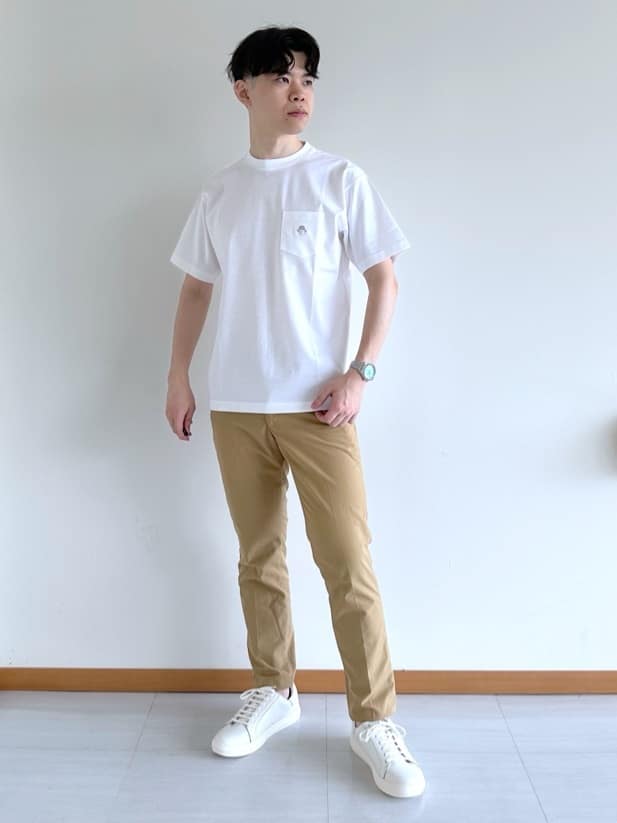 イッシーさんの「TAKEO KIKUCHI｜【COOL CITY WEAR】籠目アート柄 サッカーシャツ /通気性」を使ったコーディネート
