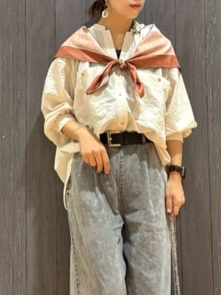 meiさんの「SHOO･LA･RUE｜【セットアップ可/S-LL】リボン付き イージーワイドデニムパンツ」を使ったコーディネート