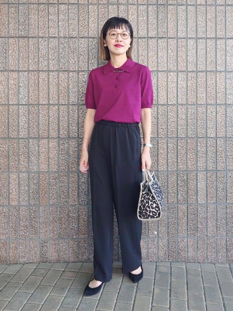 MUTSUKOさんの「UNTITLED｜【トレンド/きれいめ】5分袖ポロニット」を使ったコーディネート