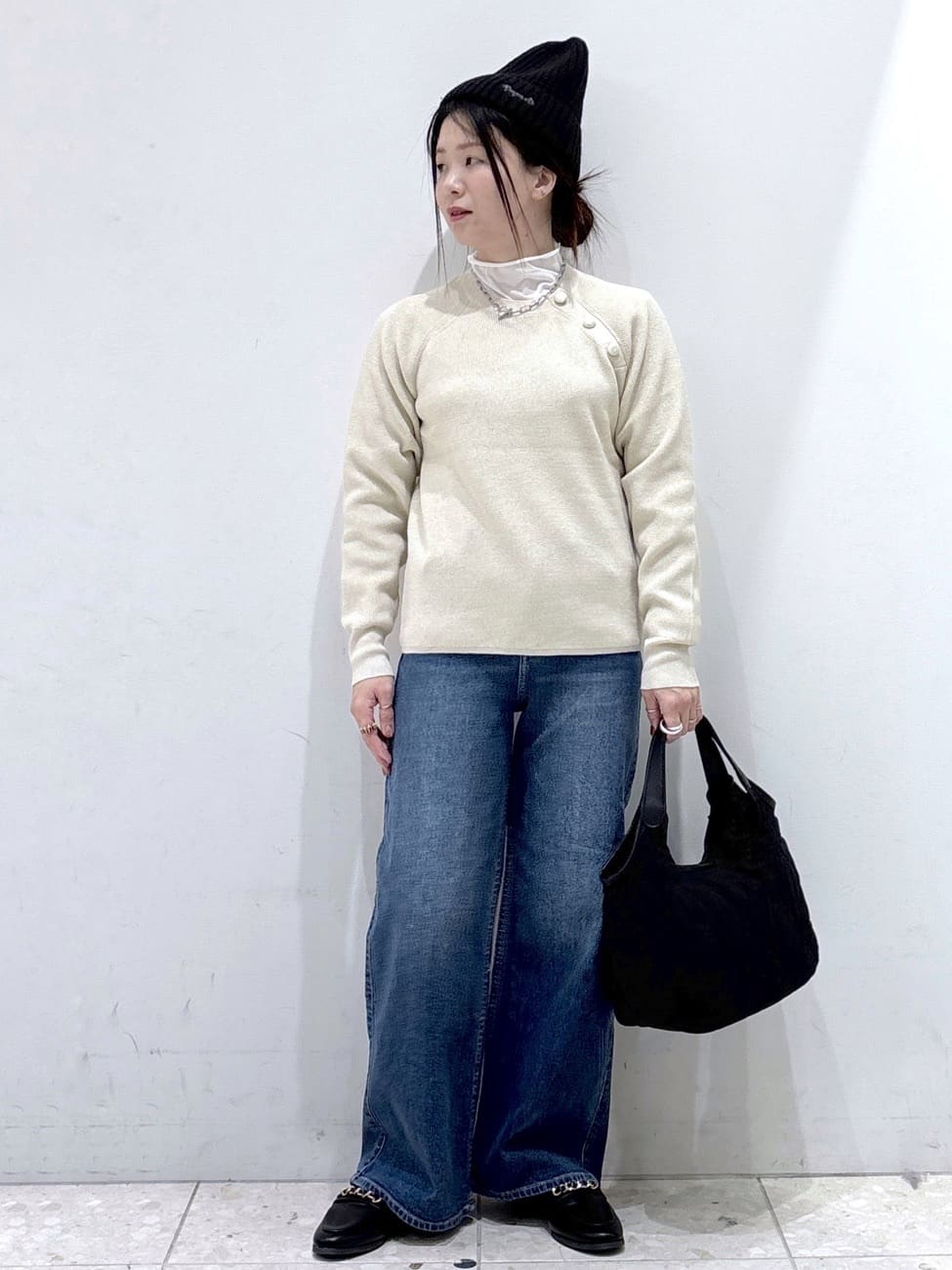 mameさんの「OPAQUE.CLIP｜ウールライクメルトンノーカラーコート【洗濯機洗い可】」を使ったコーディネート