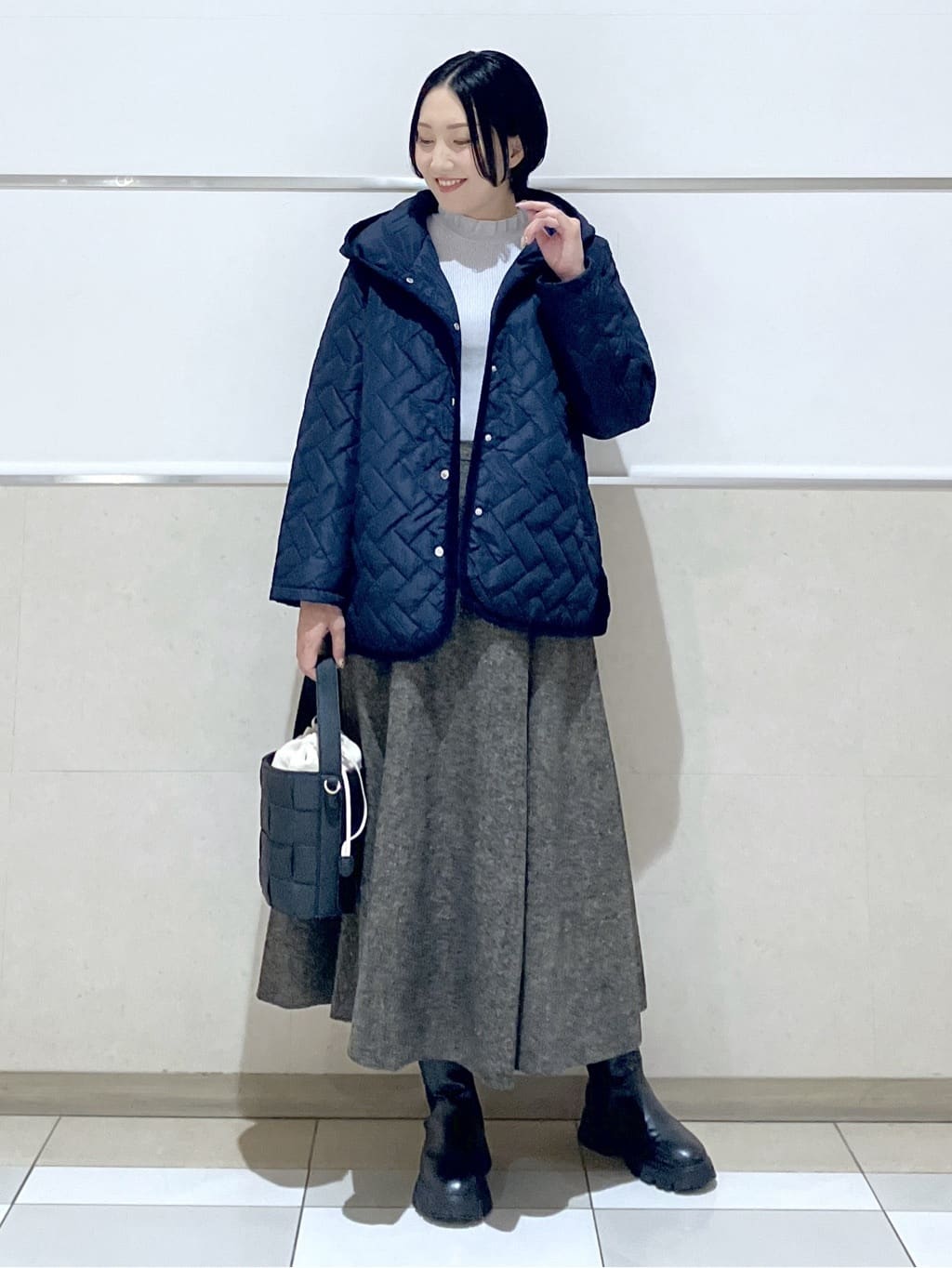 eriko さんの「Dessin｜キルトフードジャケット」を使ったコーディネート
