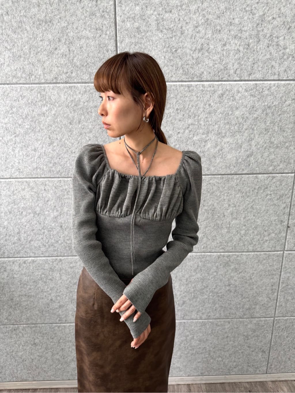 designer yukaさんの「CODE A｜femi gather rib knit」を使ったコーディネート