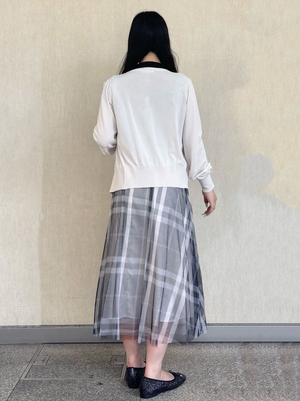 ささんの「OPAQUE.CLIP｜フレアスリーブボウタイニット【洗濯機洗い可／接触冷感／抗ピル】」を使ったコーディネート