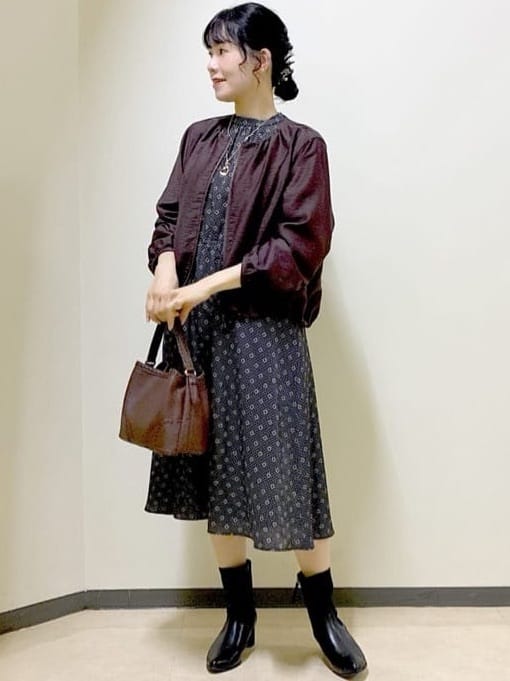  beni_gingerさんの「Reflect｜【きちんと見え／通勤／セレモニーにおすすめ◎】ドット&times;ダイヤ柄ワンピース」を使ったコーディネート