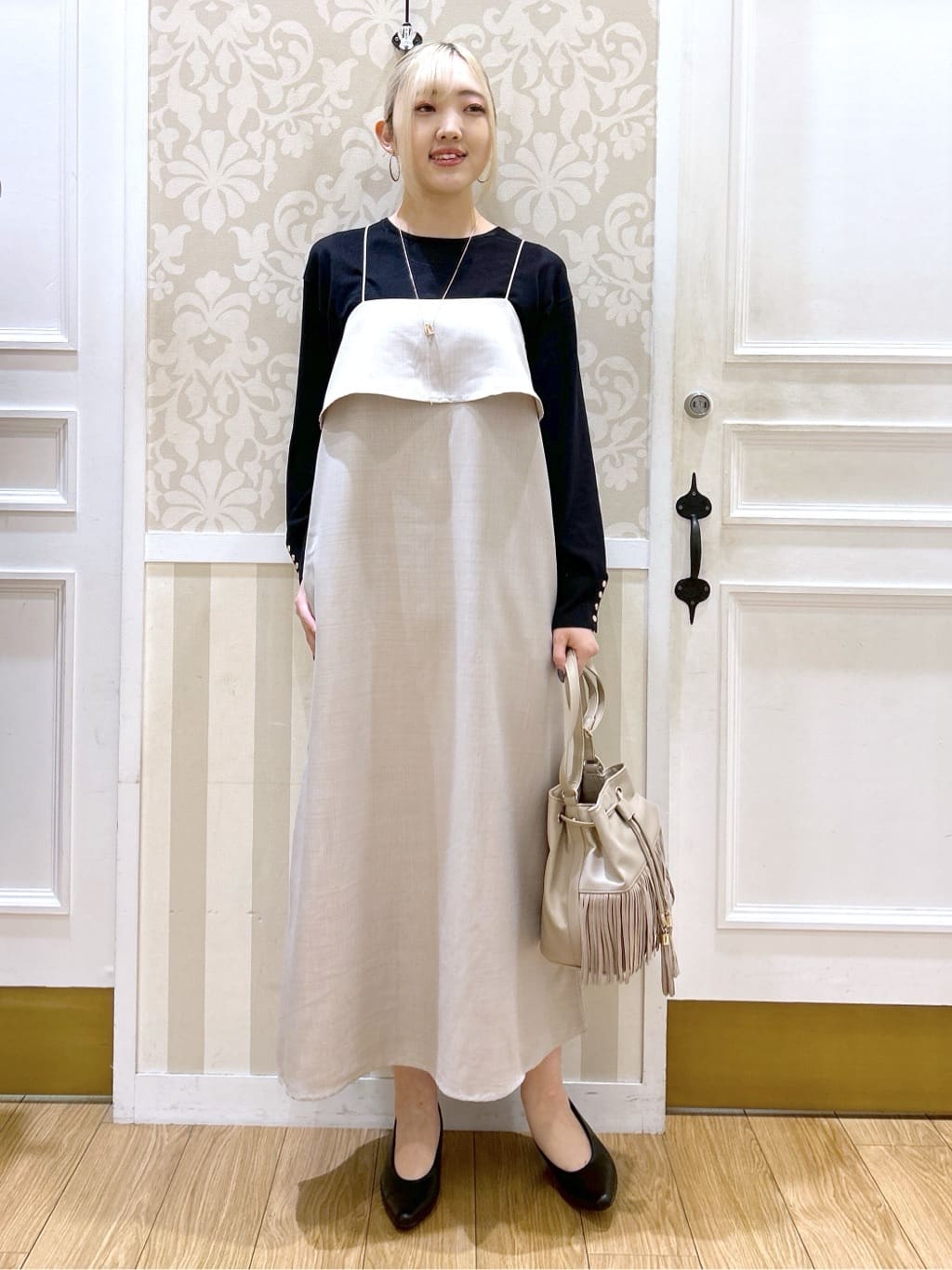 望 愛さんの「grove｜【カセット服】洗えるAラインキャミワンピース」を使ったコーディネート