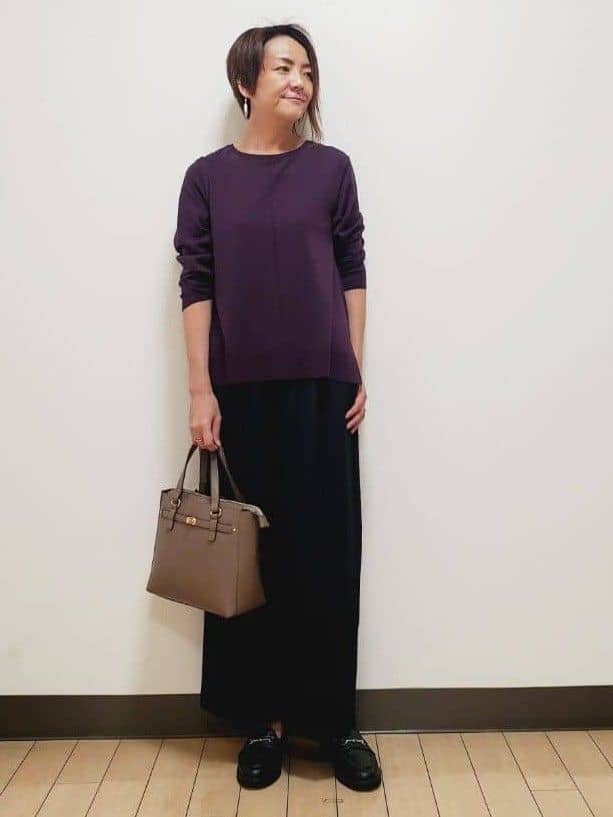 yuuさんの「Reflect｜【ちくちくしない／アンサンブル可／通勤におすすめ◎】オフボディニット」を使ったコーディネート